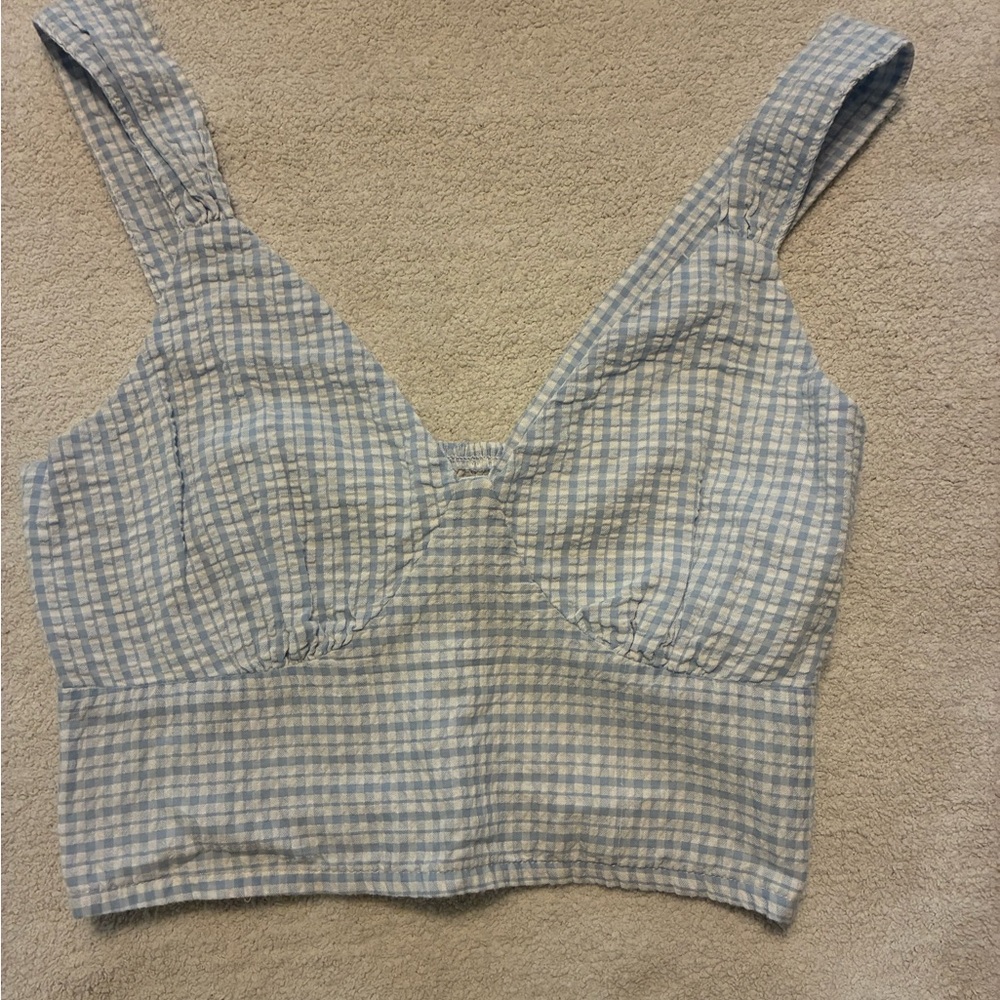 Abercrombie & Fitch blue gingham cropped top